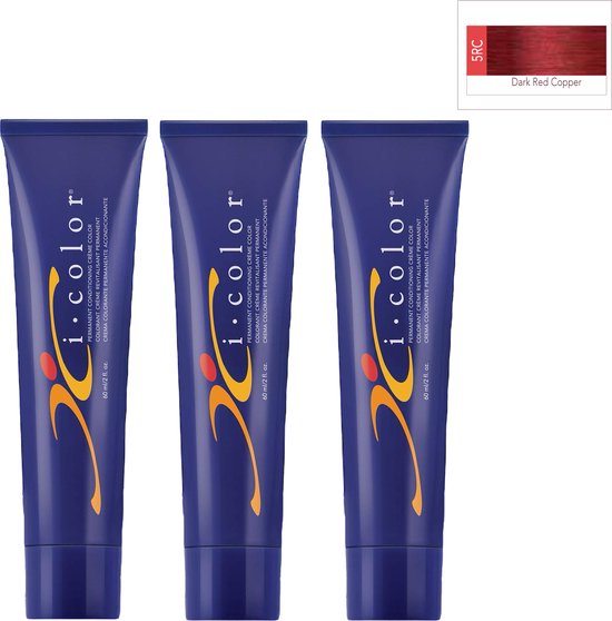 ISO i color Permanent Conditioning Crème Color 60ml 5RC (5.54) Dark Red Copper x 3 tubes - afbeelding 1