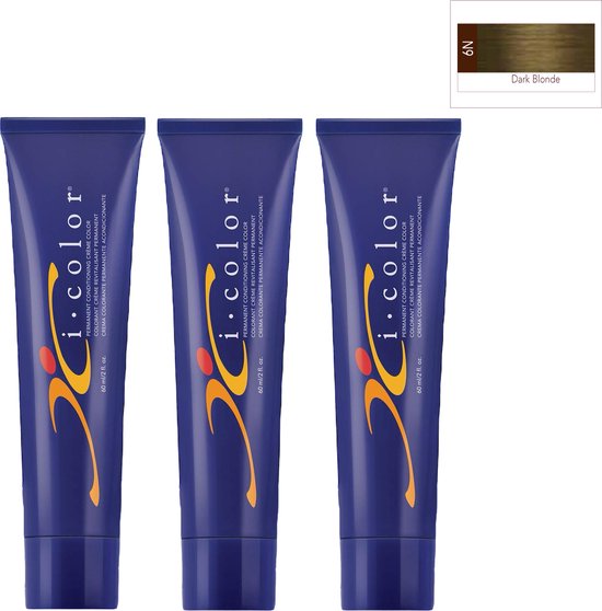 ISO i color Permanent Conditioning Crème Color 60ml 6N Dark Blonde x 3 tubes - afbeelding 1
