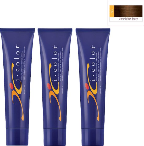 ISO i color Permanent Conditioning Crème Color 60ml 5G Light Golden Brown x 3 tubes - afbeelding 1