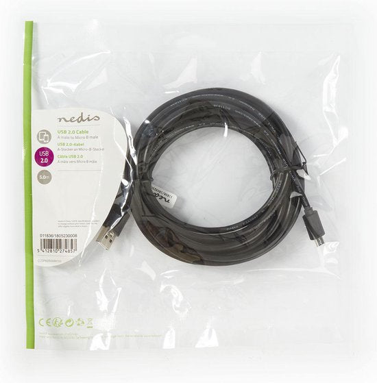 Nedis USB-kabel m 2.0 Micro-USB B Zwart - afbeelding 26