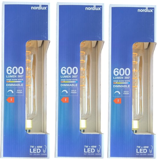 3 x Nordlux Buislamp Giant Spiraal Dimbaar Gold 7w (48W) - afbeelding 3
