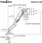 Nedis Monitorbeugel voor Bureaus - Gasveer - 15 - 32 " - 75x75 / 100x100 - Draai- en Kantelbaar - afbeelding 16