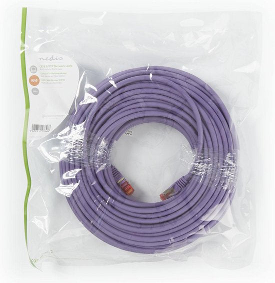 Nedis CAT6 Netwerkkabel - RJ45 Male - RJ45 Male - S/FTP - 30.0 m - Rond - LSZH - Violet - Polybag - afbeelding 2