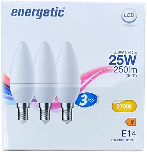 15 Stuks (5 x doosje van 3) Energetic Kaars E14 Warm Wit (2700K) 2,9 W (25 W) - afbeelding 2