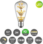 Home Sweet Home - Edison Vintage E27 LED filament lichtbron Drop - Helder - 6.4/6.4/13cm - ST64 Crystal - Retro LED lamp - 2W 95lm 2200K - warm wit - afbeelding 8