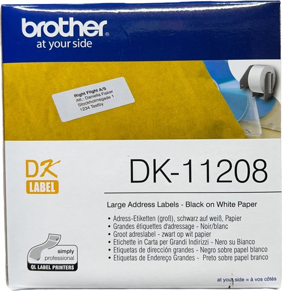 3 stuks originele Brother DK-11208 adreslabel (38mm x 90mm) 3 x 400 st - afbeelding 3