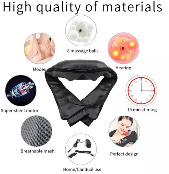Shiatsu Massagekussen - Nek Massager - Rug Massageapparaat - Schouders - Elektrische Massage - Verwarmingsfunctie - 16 Massagepunten - Diepe Spierbehandeling - 3 Snelheden - Automatische Uitschakeling - Voor Auto En Thuis - afbeelding 3