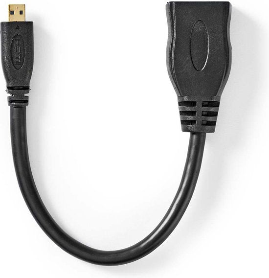 Nedis High Speed ​​HDMI-Kabel met Ethernet - HDMI Micro-Connector - HDMI Output - 4K@30Hz - 10.2 Gbps - 0.20 m - Rond - PVC - Zwart - Envelop - afbeelding 1