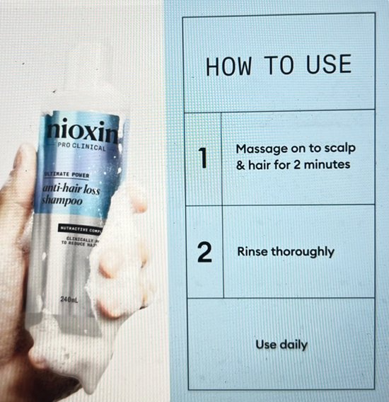 5 Stuks Nioxin Anti-Hairloss Shampoo - 240ml- Normale shampoo - Voor Alle haartypes -Totaal 1200 ml NU EXTRA VOORDELIG - afbeelding 3