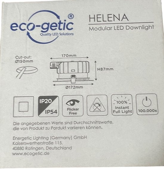 Downlighter LED Eco-Getic Helena 19,5 w / 25 w 3000 K / 4000 K 1860 / 2500 lumen doorsnede zaaggat 20 cm - afbeelding 7