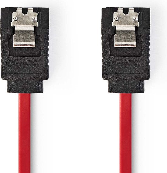Nedis SATA Kabel - 3 Gbps - SATA 7-Pins Female - SATA 7-Pins Female - Vernikkeld - 0.50 m - Plat - PVC - Rood - Polybag - afbeelding 1