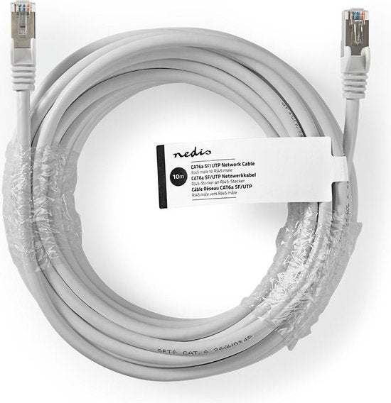 Nedis CAT6a netwerkkabel - SF/UTP - RJ45 Male - RJ45 Male - 10.0 m - Rond - PVC - Grijs - Label - afbeelding 3