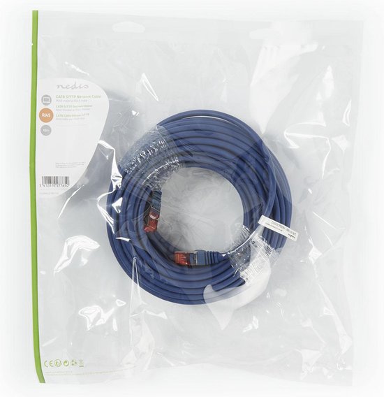CAT6 Netwerkkabel - RJ45 Male - RJ45 Male - S/FTP - 15.0 m - Rond - LSZH - Blauw - Polybag - afbeelding 3