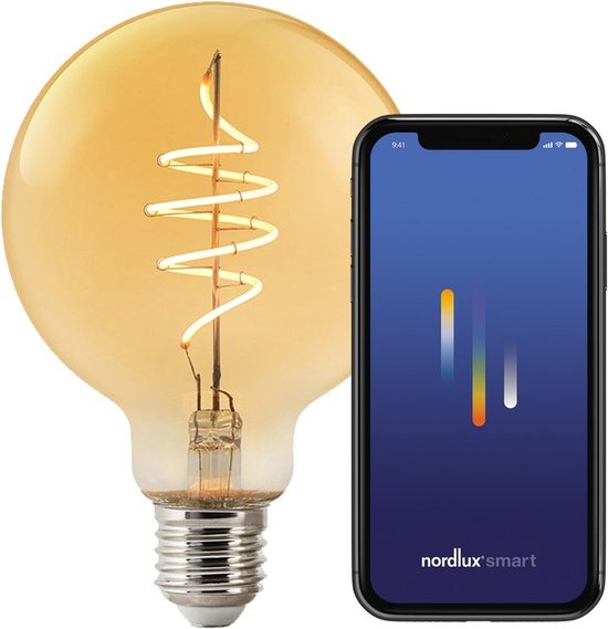 Nordlux G95-lichtbron-smart-filament-E27-gold-deco spiral-2200K - afbeelding 1