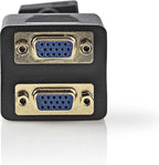 Nedis VGA-Kabel - VGA Male - 2x VGA Female - Verguld - Maximale resolutie: 1280x768 - 0.20 m - Rond - ABS - Zwart - Envelop - afbeelding 1