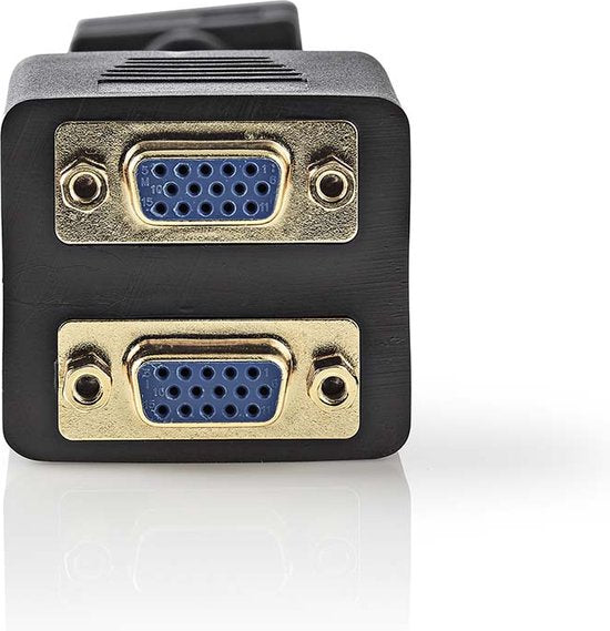 Nedis VGA-Kabel - VGA Male - 2x VGA Female - Verguld - Maximale resolutie: 1280x768 - 0.20 m - Rond - ABS - Zwart - Envelop - afbeelding 1
