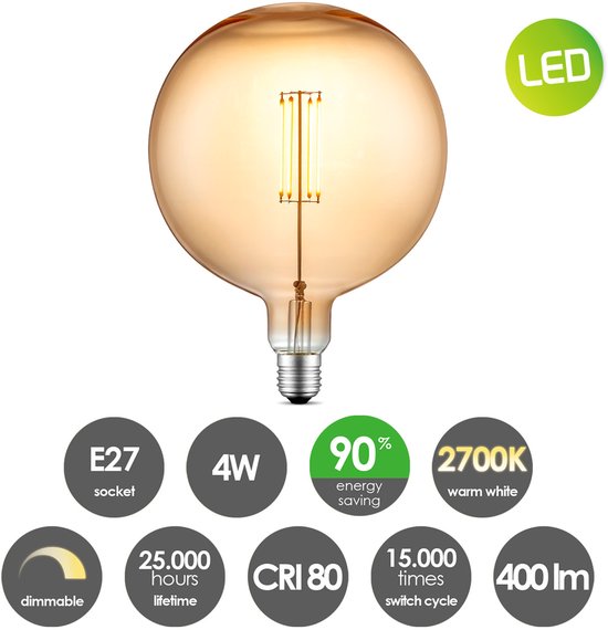 Home sweet home LED lamp Globe G180 dimbaar - afbeelding 4