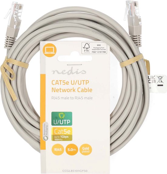 Nedis CAT5e-Kabel - U/UTP - RJ45 Male - RJ45 Male - m - Rond - PVC - Label - afbeelding 17