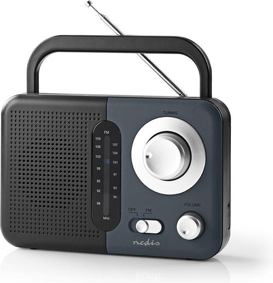 Nedis FM-Radio - Draagbaar Model - FM - Batterij Gevoed / Netvoeding - Analoog - 2.4 W - Zwart-Wit Scherm - Koptelefoonoutput - IP20 - Handvat - Grijs / Zwart - afbeelding 5