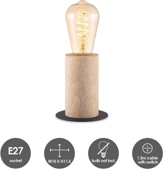 Home Sweet Home - Landelijke tafellamp Billy - 10/10/11,5cm - bedlampje - geschikt voor E27 LED lichtbron - gemaakt van Bamboe - afbeelding 3