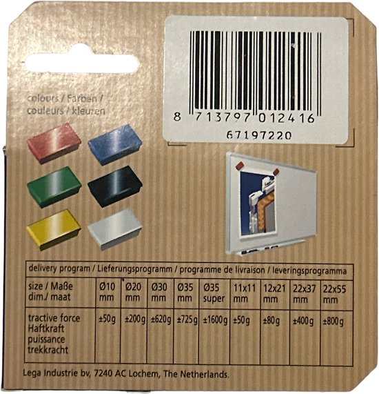Lega Magneten 12x21mm zwart - 10 Doosjes a 10 stuks - afbeelding 2