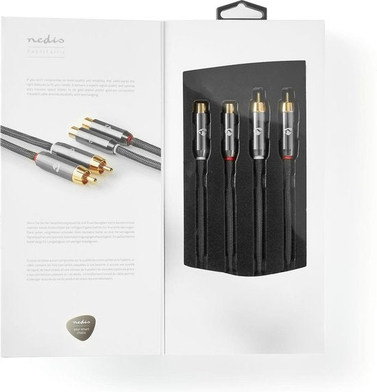 Nedis Stereo-Audiokabel - 2x RCA Male - 2x RCA Female - Verguld - 5.00 m - Rond - Grijs / Gun Metal Grijs - Cover Window Box - afbeelding 5