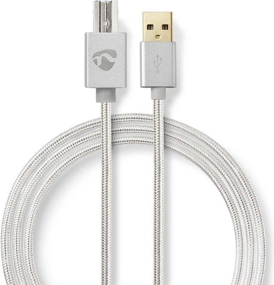 Nedis USB-Kabel - USB 2.0 - USB-A Male - USB-B Male - 10 W - 480 Mbps - Verguld - 2.00 m - Rond - Gevlochten / Nylon - Aluminium - Cover Window Box - afbeelding 14