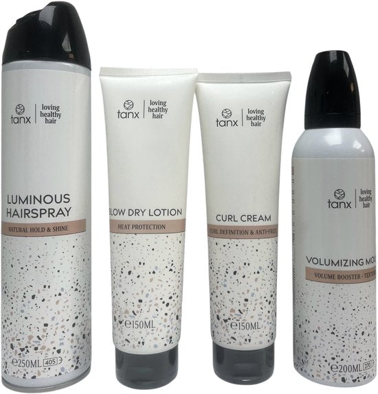 4 x Stylingsproduct Tanx By Paris Professional Luminous Hairspray/ Volumizing Mousse/ Curl Cream / Blow Dry Lotion SUPERSALE !!! - afbeelding 2