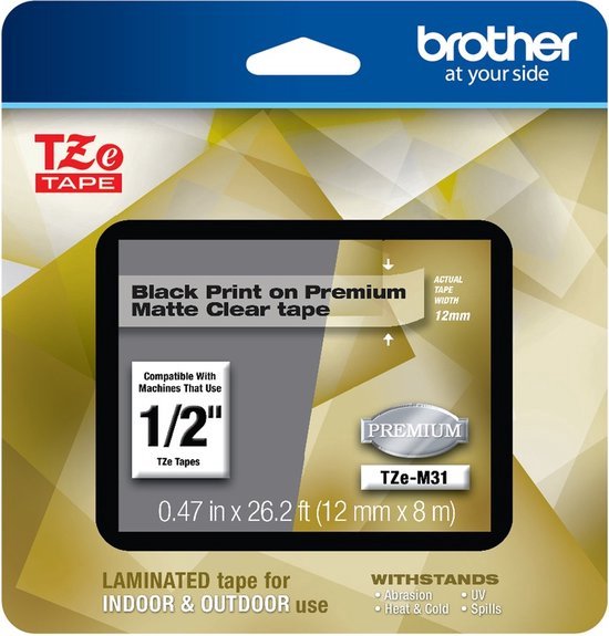 Labeltape mat Brother TZe, TZ TZe-M31 Tapekleur: Transparant (mat) Tekstkleur:Zwart 12 mm 8 m - afbeelding 13