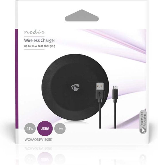 Nedis Draadloze Oplader - 5 / 7.5 / 10 / 15 W - 2.0 A - LED-indicatie in gebruik - Inclusief kabel - USB Type-A - 1.00 m - afbeelding 2
