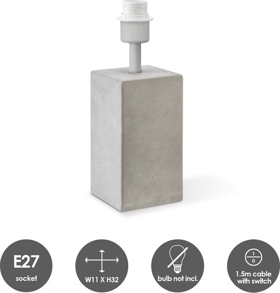 Home Sweet Home - Industriële tafellamp voet Pillar voor lampenkap - Beton - 11/11/32cm - gemaakt van Beton - geschikt voor E27 LED lichtbron - - afbeelding 3