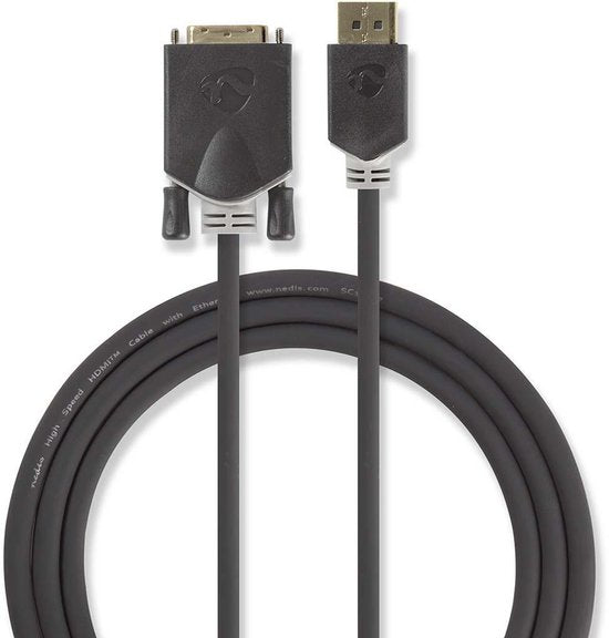 Nedis DisplayPort-Kabel - DisplayPort Male - DVI-D 24+1-Pins Male - 4K@30Hz - Verguld - 2.00 m - Rond - PVC - Antraciet - Window Box - afbeelding 6