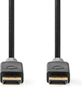 Nedis DisplayPort-Kabel - DisplayPort Male - DisplayPort Male - 8K@60Hz - Verguld - 3.00 m - Rond - PVC - Antraciet - Doos - afbeelding 1