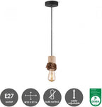 Home Sweet Home - Landelijke Hanglamp Furdy - geschikt voor E27 LED lichtbron - hanglamp gemaakt van Hout - 10/10/116cm - Pendellamp geschikt voor woonkamer, slaapkamer en keuken - afbeelding 10
