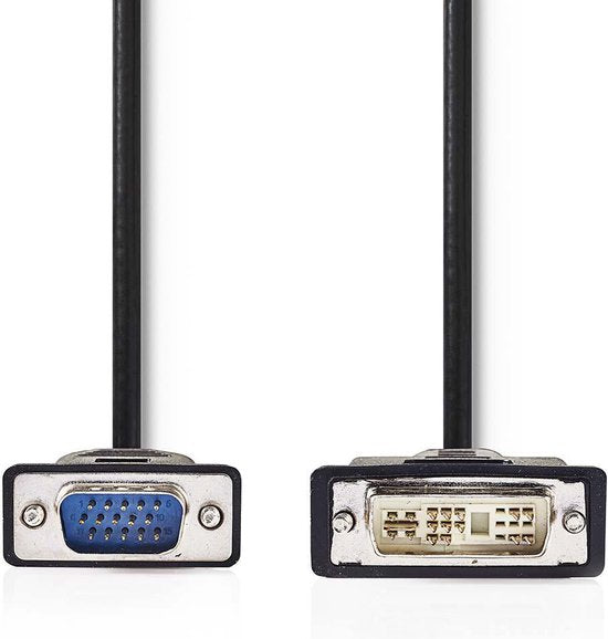 Nedis DVI-Kabel - DVI-A 12+5-Pin Male - VGA Male - 1024x768 - Vernikkeld - 2.00 m - Recht - PVC - Zwart - Envelop - afbeelding 3