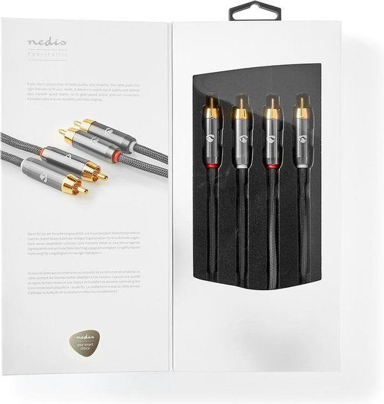 Nedis Stereo-Audiokabel - 2x RCA Male - 2x RCA Male - Verguld - 3.00 m - Rond - Grijs / Gun Metal Grijs - Cover Window Box - afbeelding 8