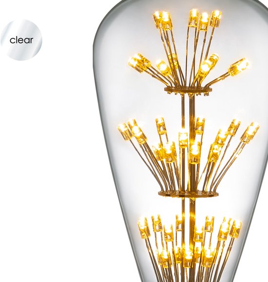 Home Sweet Home - Edison Vintage E27 LED filament lichtbron Drop - Helder - 6.4/6.4/13cm - ST64 Crystal - Retro LED lamp - 2W 95lm 2200K - warm wit - afbeelding 6