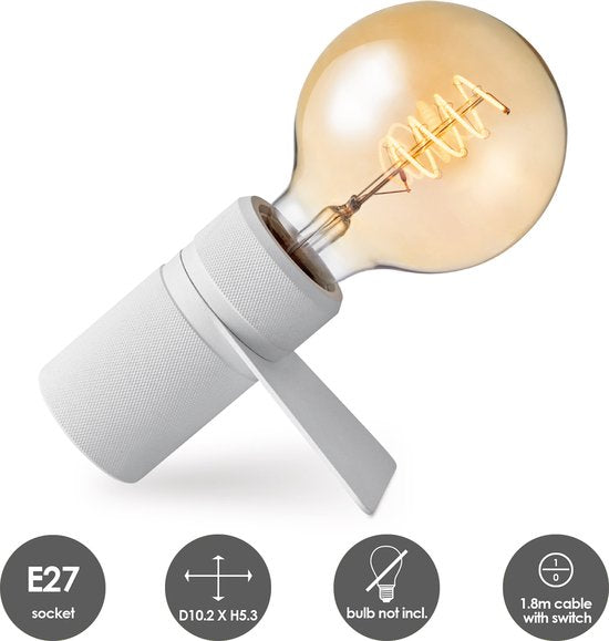 Home Sweet Home - Moderne tafellamp Matrix - Wit - 11/10.2/5.3cm - bedlampje - geschikt voor E27 LED lichtbron - gemaakt van Metaal - afbeelding 4