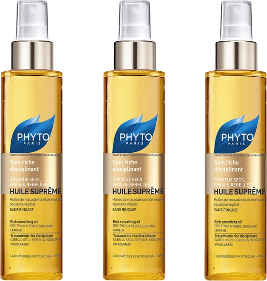 Phyto Paris Huile Suprême Rich Smoothing Oil Dry, Thick & Rebellious Hair 30ml x 3 - afbeelding 1