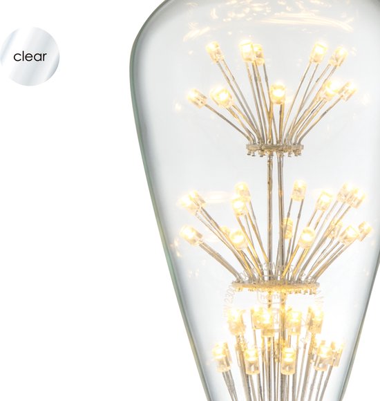 Home Sweet Home - Edison Vintage E27 LED filament lichtbron Drop - Helder - 6.4/6.4/13cm - ST64 Crystal - Retro LED lamp - 2W 95lm 2200K - warm wit - afbeelding 2