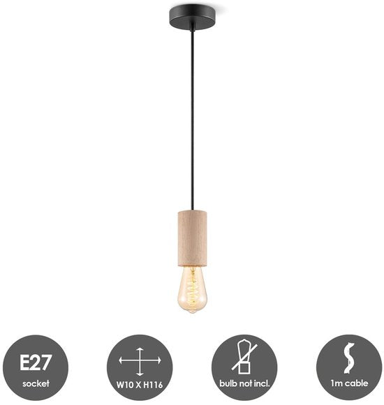 Home Sweet Home - Landelijke Hanglamp Billy - geschikt voor E27 LED lichtbron - hanglamp gemaakt van Bamboe - 10/10/116cm - Pendellamp geschikt voor - afbeelding 4