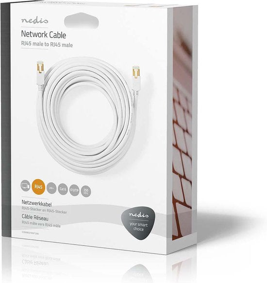 Nedis CAT6 Netwerkkabel - RJ45 Male - RJ45 Male - F/UTP - 20.0 m - Rond - LSZH / PVC - Wit - Window Box - afbeelding 3