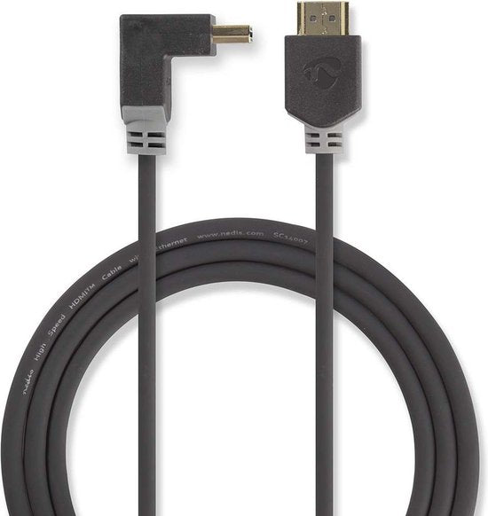 Nedis CVBP34200AT20 High Speed Hdmi-kabel Met Ethernet Hdmi-connector - Hdmi-connector 90° Haaks 2,0 M Antraciet - afbeelding 4