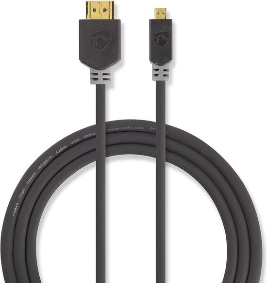 Nedis High Speed ​​HDMI-Kabel met Ethernet - HDMI Connector - HDMI Micro-Connector - 4K@30Hz - 10.2 Gbps - 2.00 m - Rond - PVC - Antraciet - Window Box - afbeelding 9