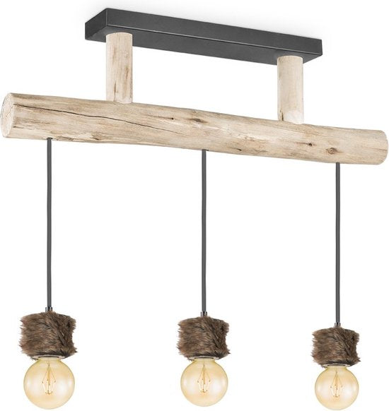 Home Sweet Home - Landelijke Hanglamp Furdy - geschikt voor E27 LED lichtbron - 3 lichts hanglamp gemaakt van Hout - 60/60/131cm - Pendellamp - afbeelding 1