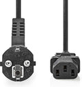 Nedis Stroomkabel - Type F (CEE 7/7) Male - IEC-320-C13 - Gehoekt - Recht - Vernikkeld - 2.00 m - Rond - PVC - Zwart - Label - afbeelding 1