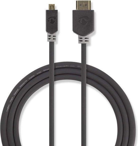 Nedis High Speed ​​HDMI-Kabel met Ethernet - HDMI Connector - HDMI Micro-Connector - 4K@30Hz - 10.2 Gbps - 2.00 m - Rond - PVC - Antraciet - Window Box - afbeelding 10
