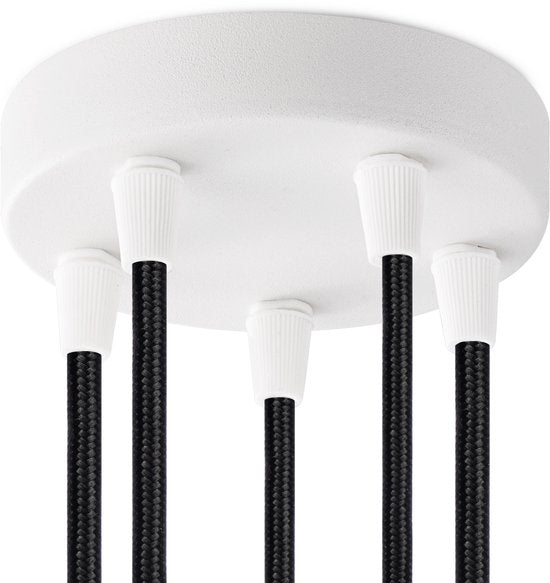 Home Sweet Home - Plafondkap Wit - 12/12/4.5cm - 5 lichts Planfondkap - Ronde plafondrozet - metaal - inclusief aansluit box en montage beugel - - afbeelding 5