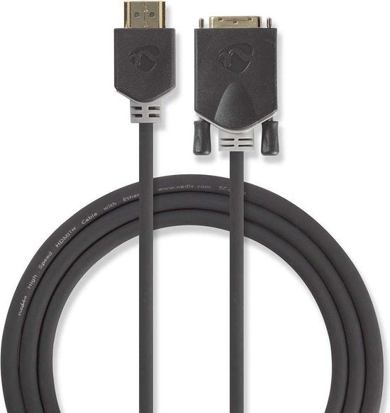 Nedis HDMI Kabel - HDMI Connector - DVI-D 24+1-Pins Male - 1080p - Verguld - 2.00 m - Recht - PVC - Antraciet - Polybag - afbeelding 4