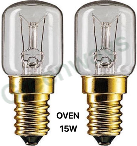 Ovenlampje - 15W - E14 Schakelbordlampje - 300 Graden - Hittebestendig - Voor in de oven - Bakoven - 230V (2 STUKS) - afbeelding 1